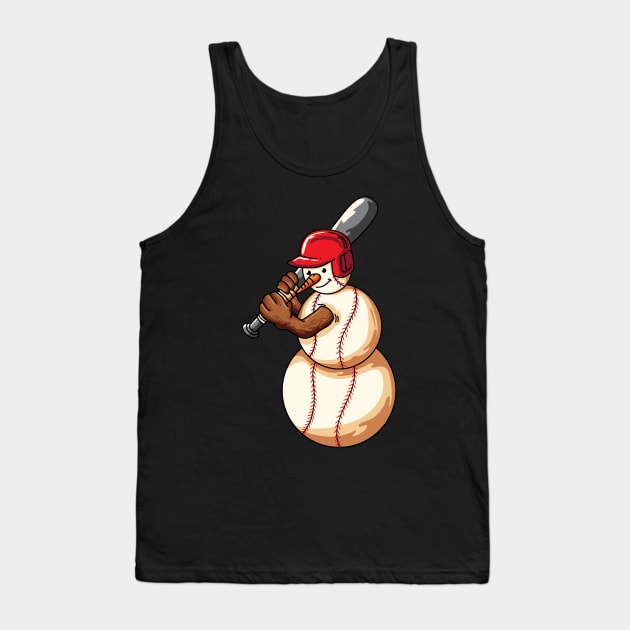 Christmas Baseball Snowman Baseball Lover Tank Top by ghsp